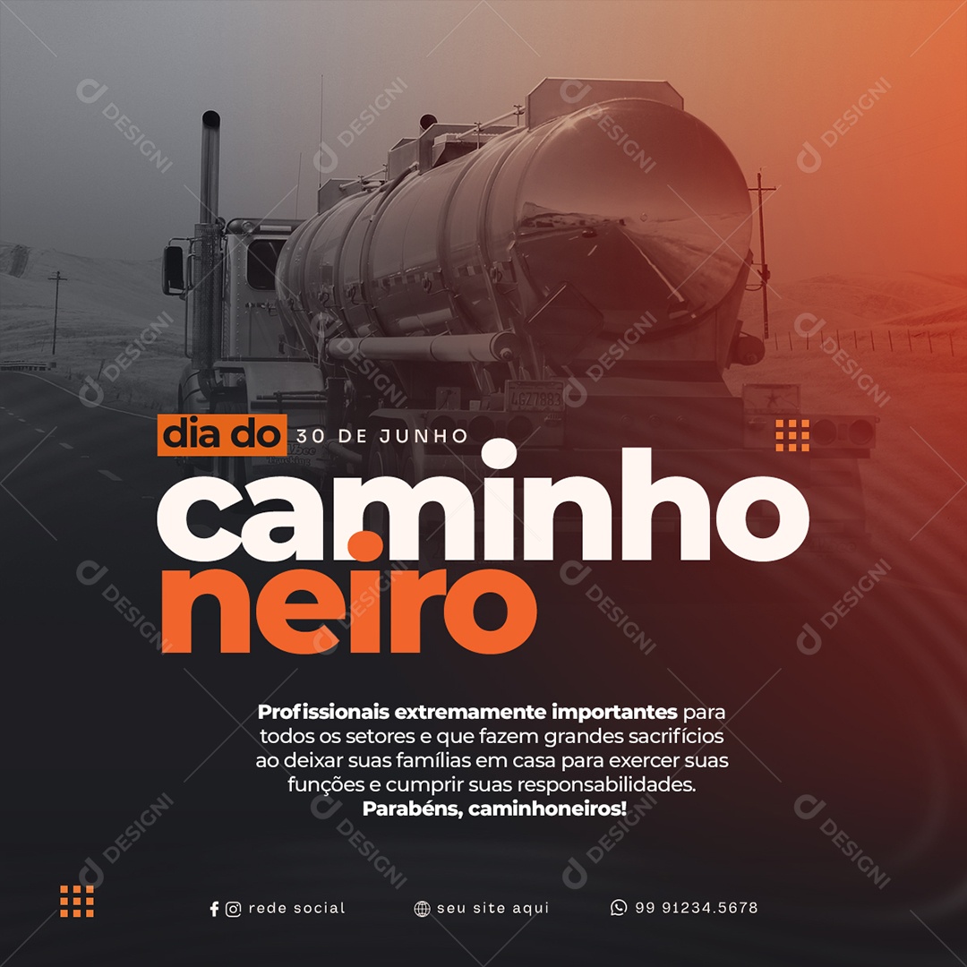 Profissionais Extremamente Importante Dia Do Caminhoneiro Social Media PSD Editável