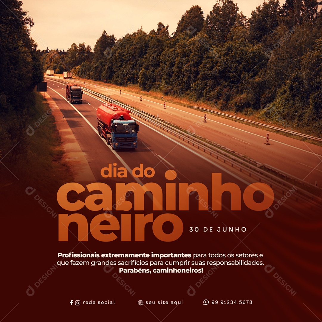 Dia Do Caminhoneiro Profissionais Importantes Social Media PSD Editável