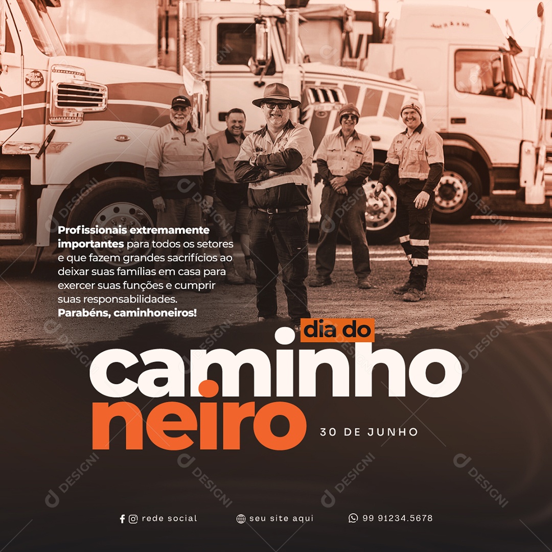 Social Media 30 De Junho Dia Do Caminhoneiro Sua Responsabilidades PSD Editável