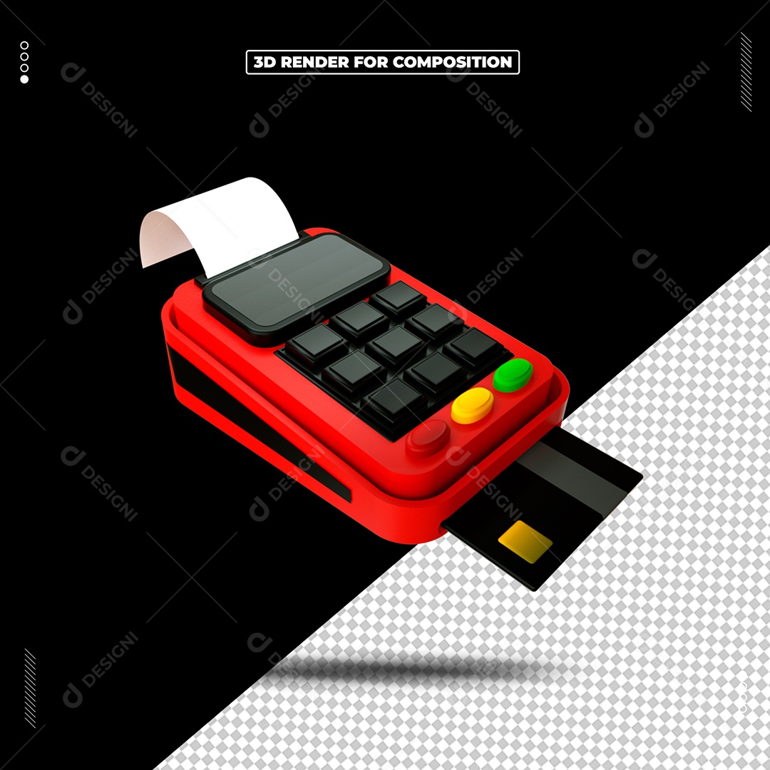 Maquina De Passar Cartão Vermelha Elemento 3D Para Composição PSD