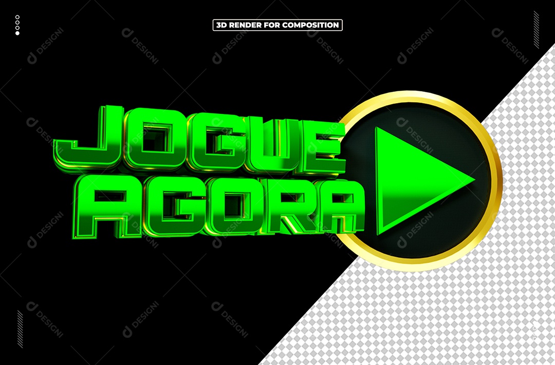 Jogue Agora Verde Selo 3D Para Composição PSD