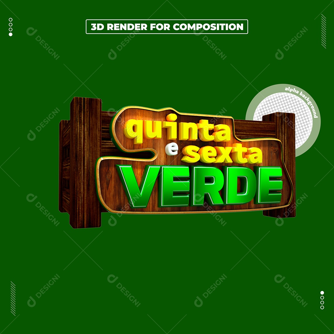 Quinta e Sexta Verde Selo 3D Para Composição PSD