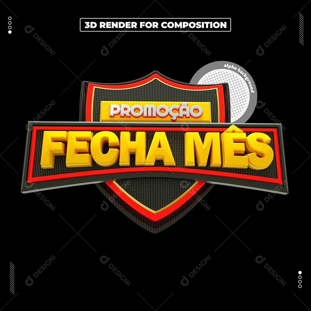 Selo 3D Promoção Fecha Mês Para Composição PSD