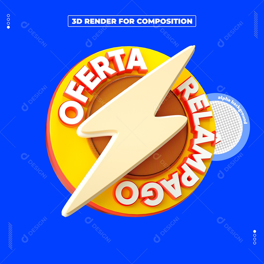 Selo 3D Oferta Relâmpago Para Composição PSD