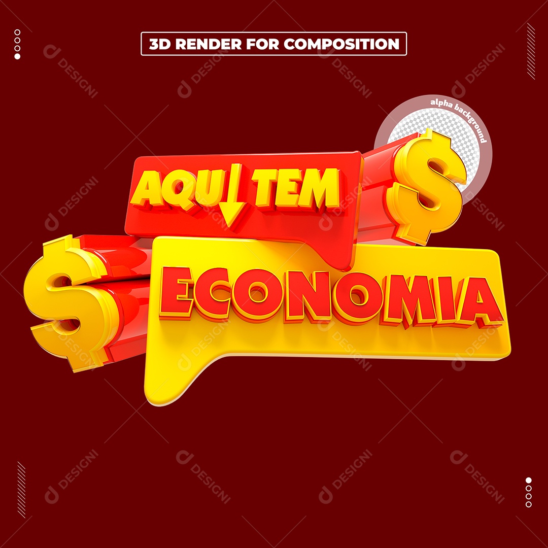 Aqui Tem Economia Selo 3D Para Composição PSD