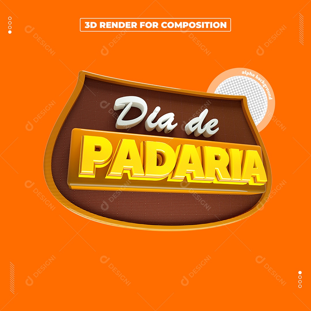 Selo 3D Dia Da Padaria Para Composição PSD