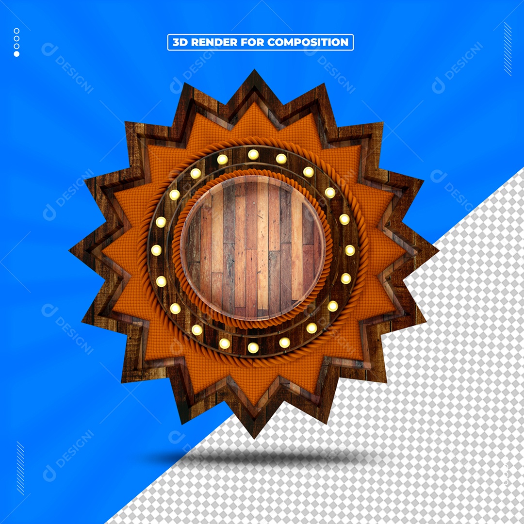 Moldura de Madeira Elemento 3D Para Composição PSD