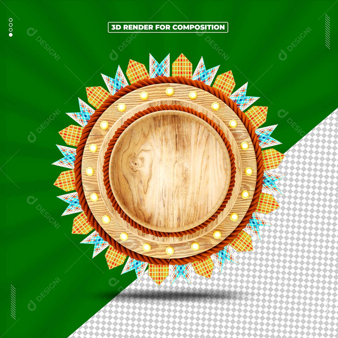 Madeira Branca Corda Enfeite Quadrilha Elemento 3D Para Composição PSD