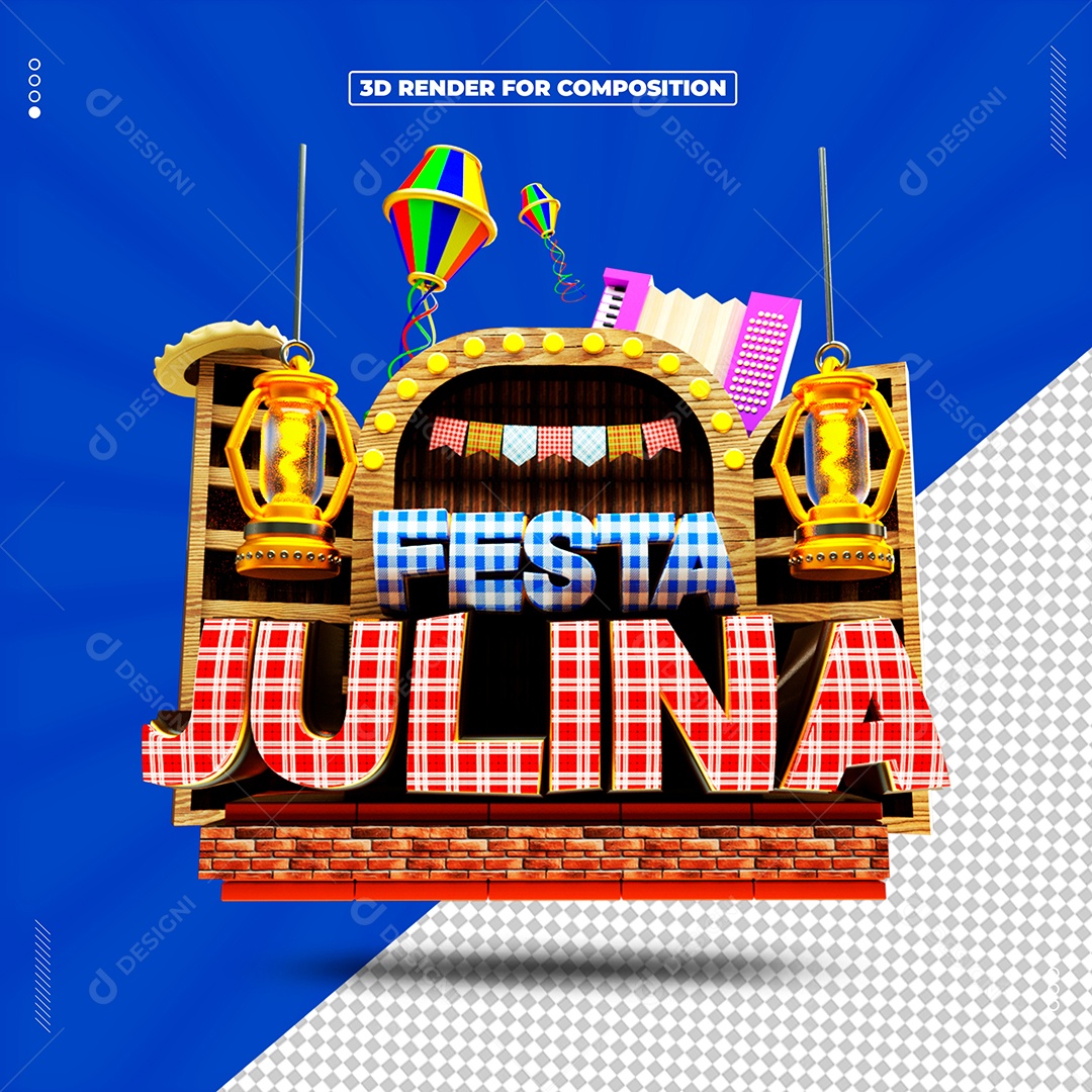 Selo 3D Festa Junina Para Composição PSD