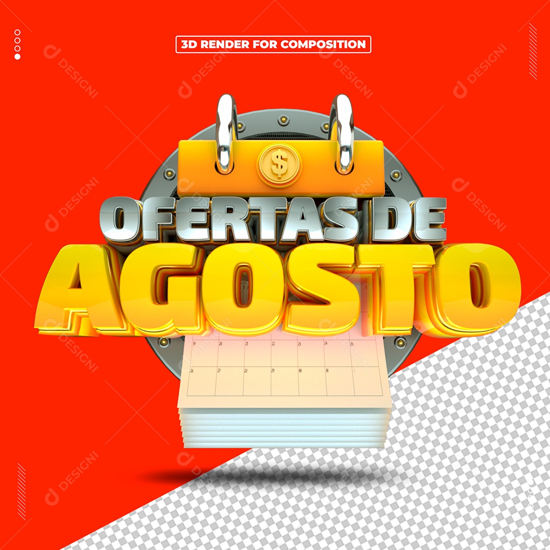Selo 3D Ofertas De Agosto Para Composição PSD