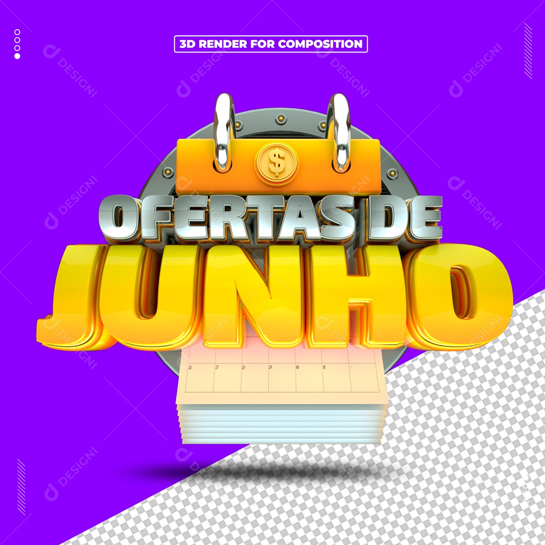 Selo 3D Ofertas De Junho Para Composição PSD
