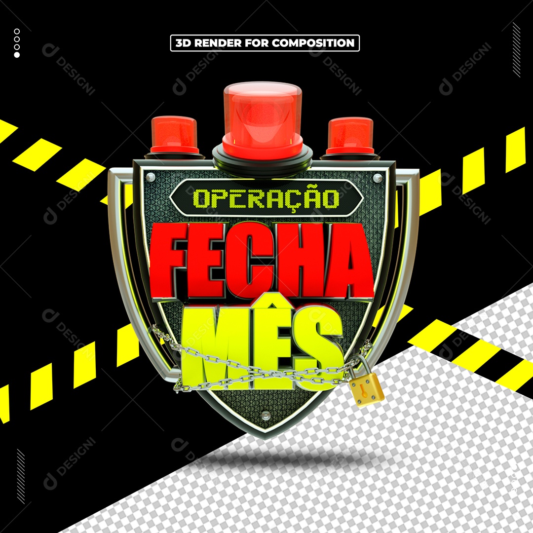 Selo 3D Operação Fecha Mês Para Composição PSD