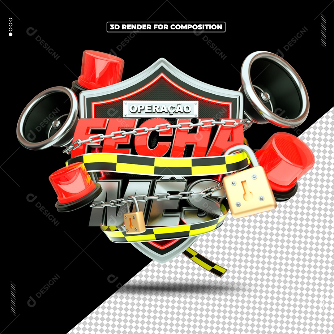 Operação Fecha Mês Luzes Selo 3D Para Composição PSD