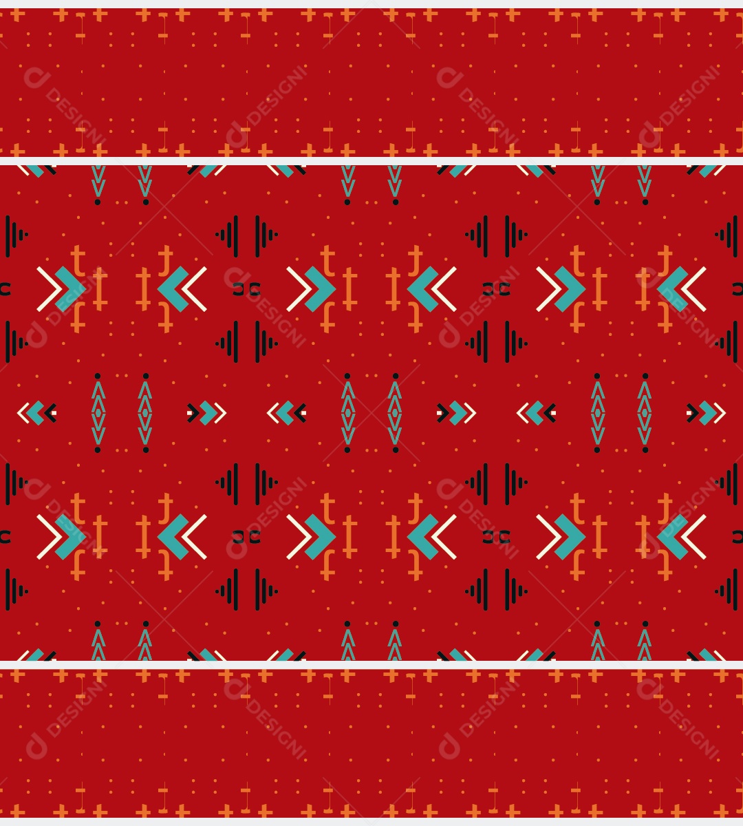 Padrão Tribal Tradicional Estilo Asteca Ilustração Vermelho Vetor EPS