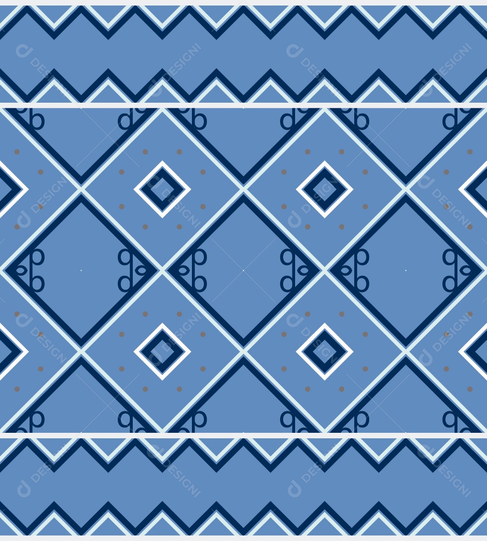 Padrão Tribal Tradicional Estilo Asteca Ilustração Azul Vetor EPS