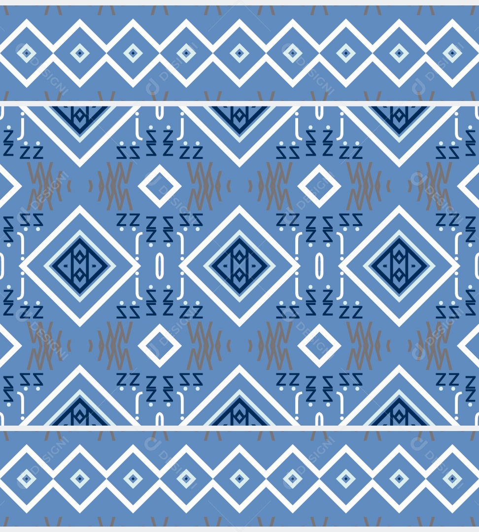 Padrão Tribal Tradicional Estilo Asteca Ilustração Azul Vetor EPS