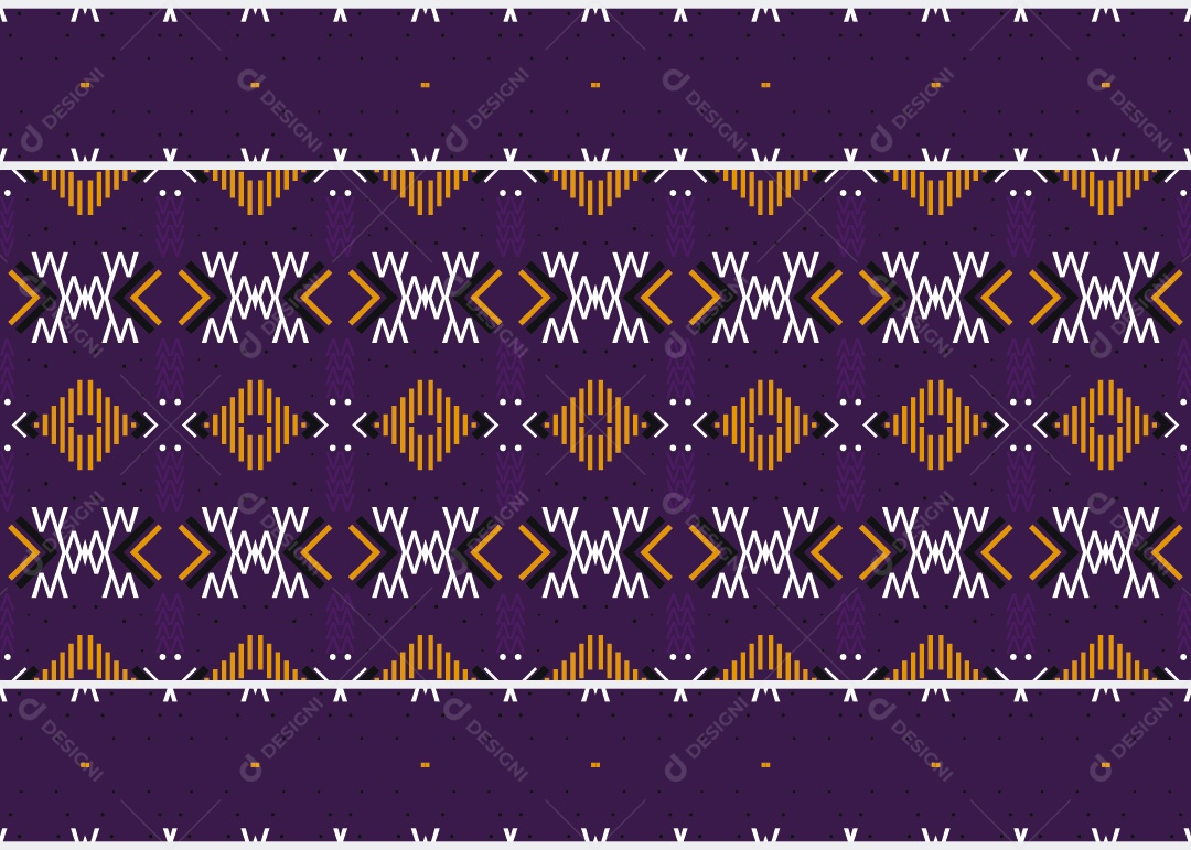 Padrão Tribal Tradicional Estilo Asteca Ilustração Roxa e Dourada Vetor EPS