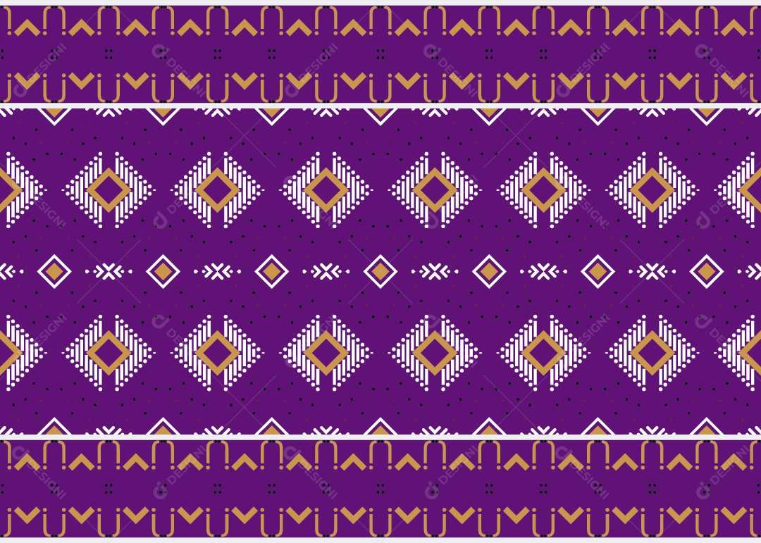 Padrão Tribal Tradicional Estilo Asteca Ilustração Roxo e Branco Vetor EPS