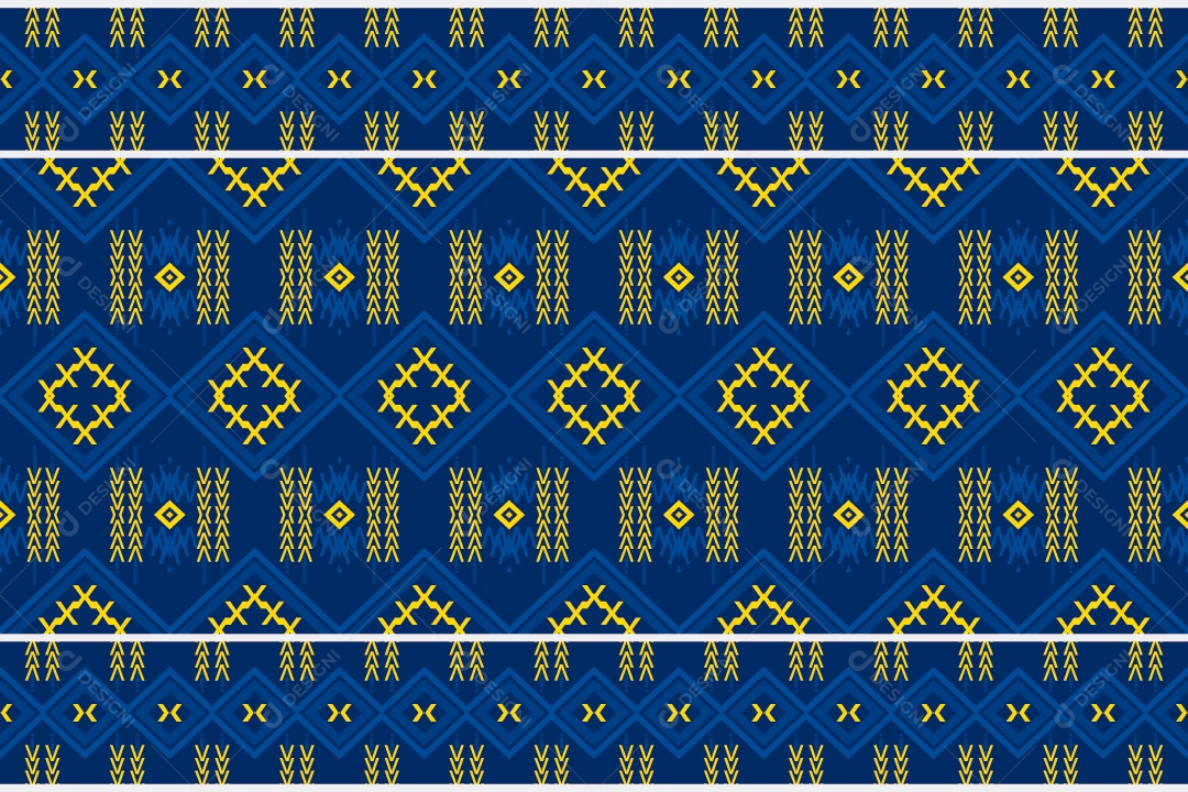 Padrão Tribal De Fundo Ilustração Azul e Amarelo Vetor EPS