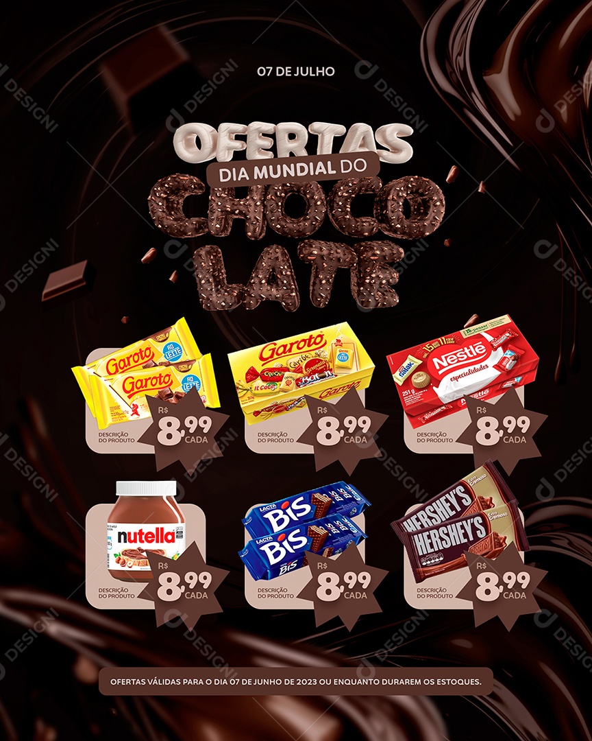 Social Media Encarte Ofertas Dia Mundial Do Chocolate PSD Editável