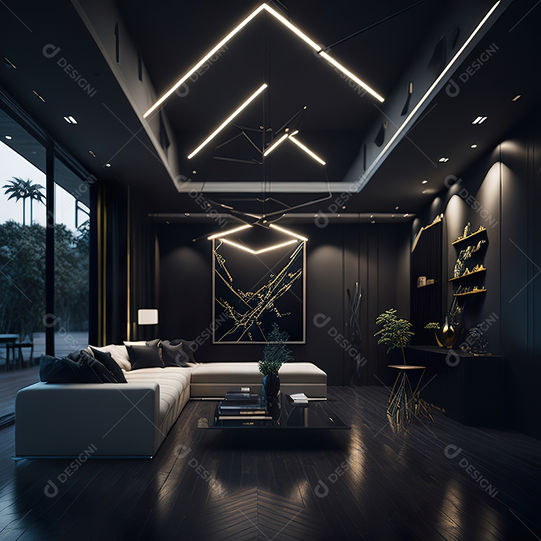 Retrato realista de espaço vital preto dourado