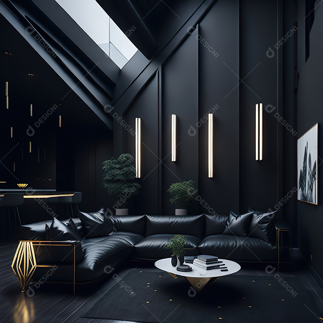 Retrato realista de espaço vital preto dourado