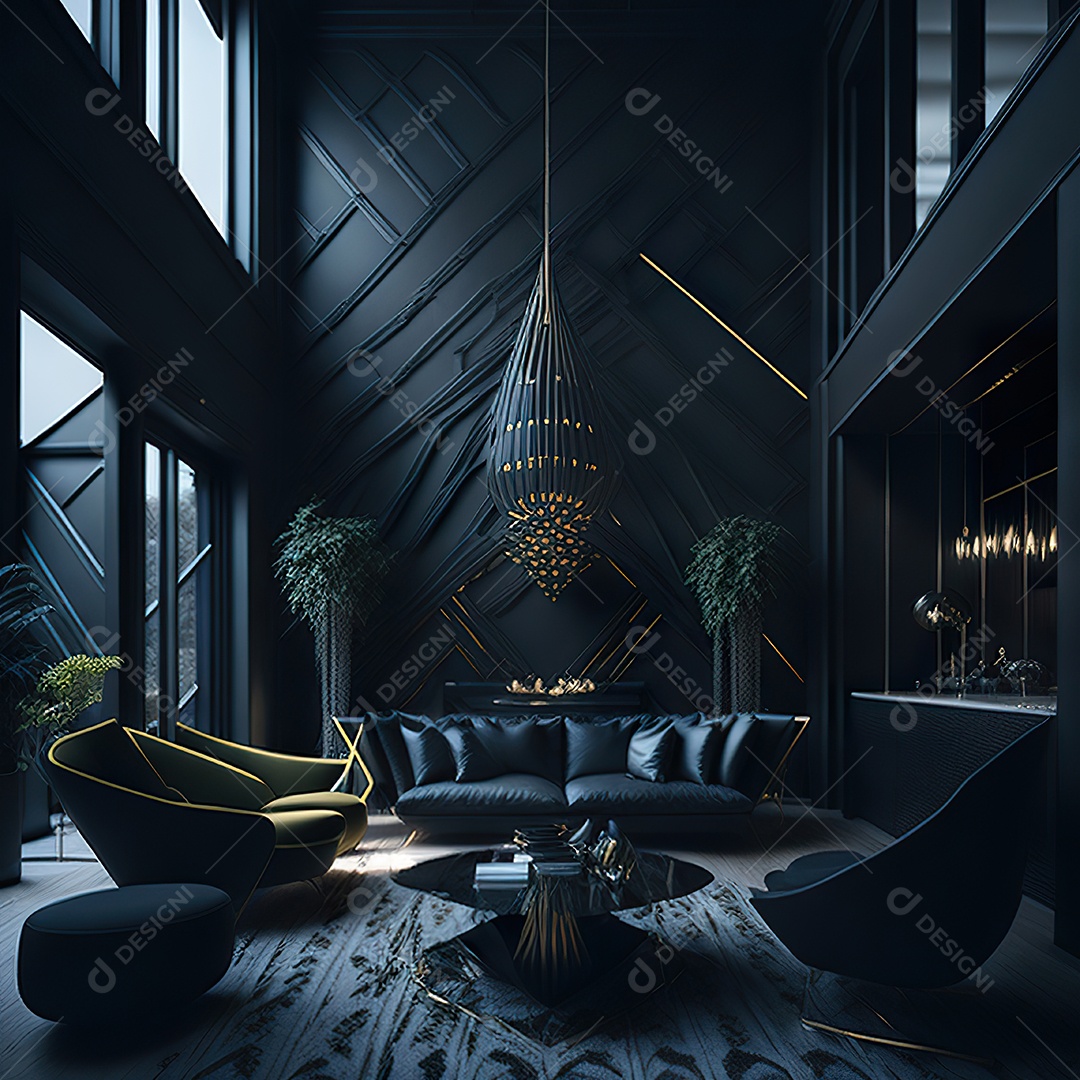 Retrato realista de espaço vital preto dourado