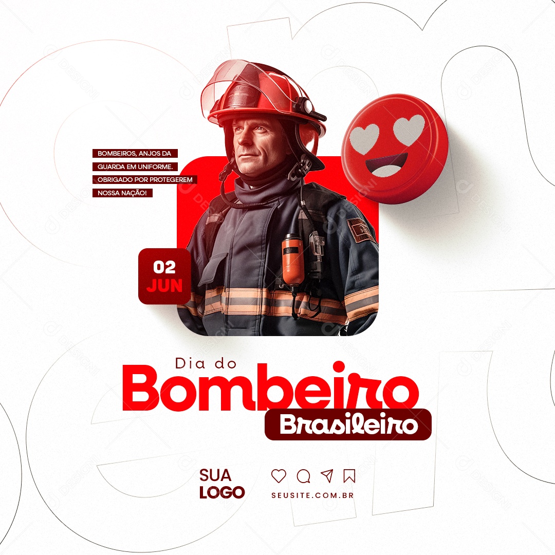 Anjos Da Guarda Em Uniforme Dia Do Bombeiro Brasileiro Social Media PSD Editável