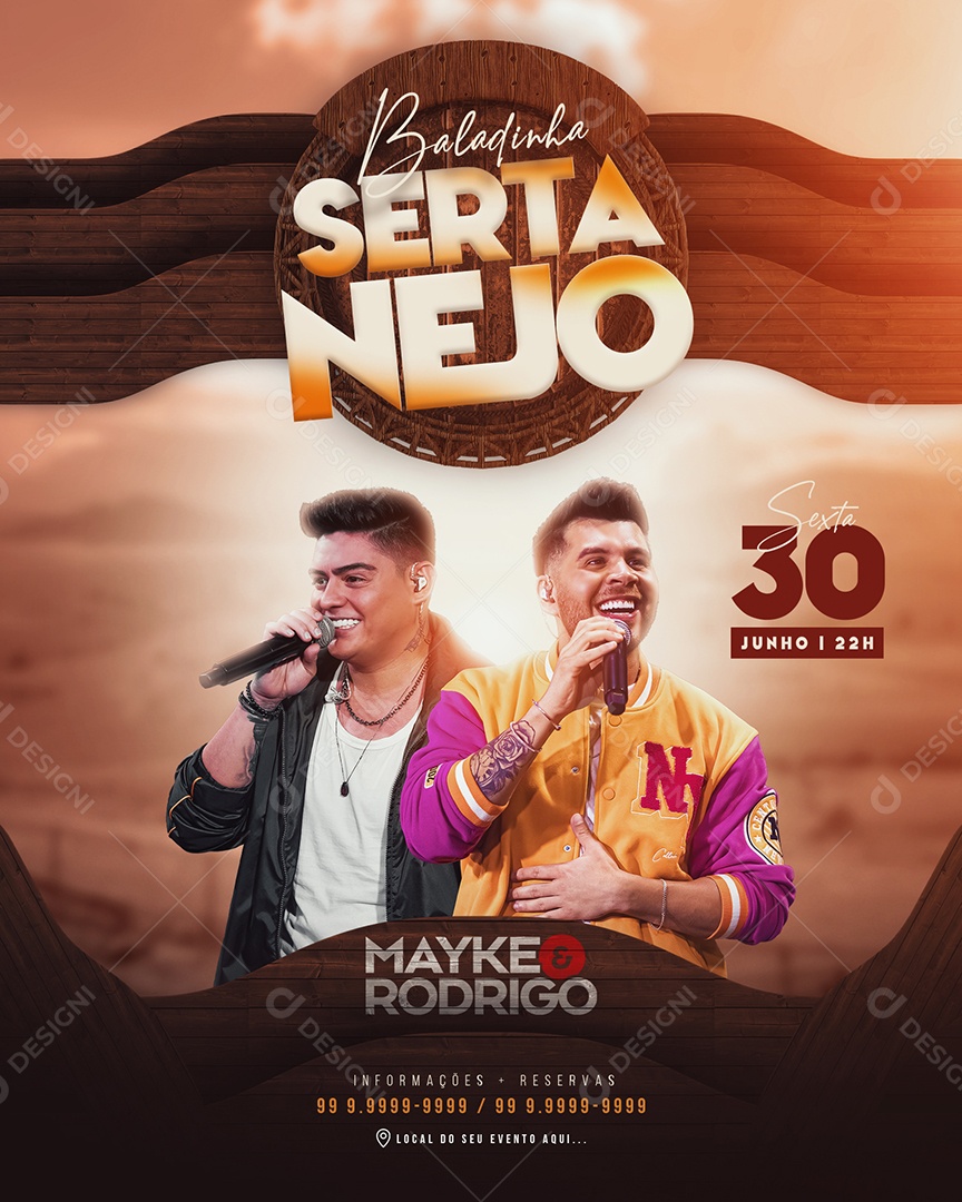 Flyer Feed Baladinha Sertanejo Mayke e Rodrigo Social Media PSD Editável