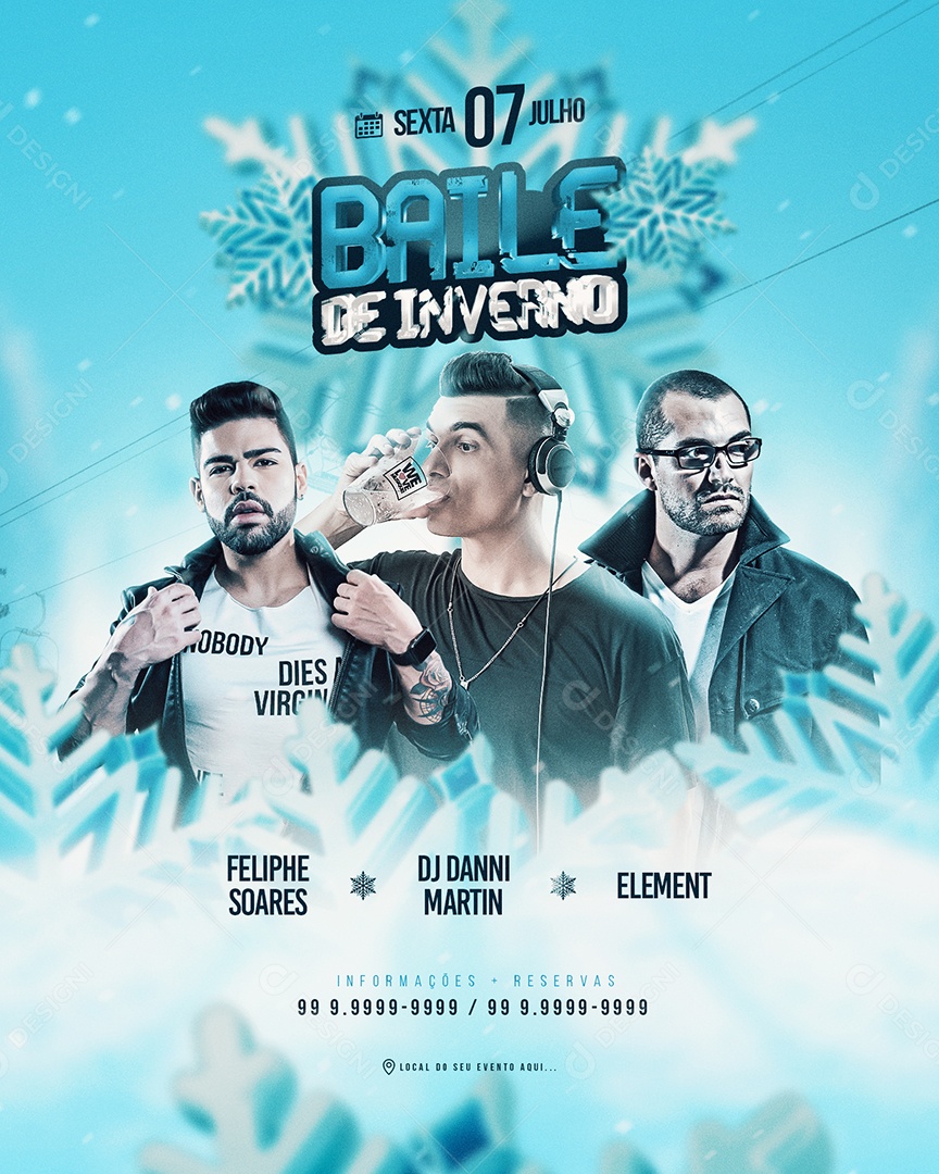 Social Media Flyer Feed Baile De Inverno PSD Editável
