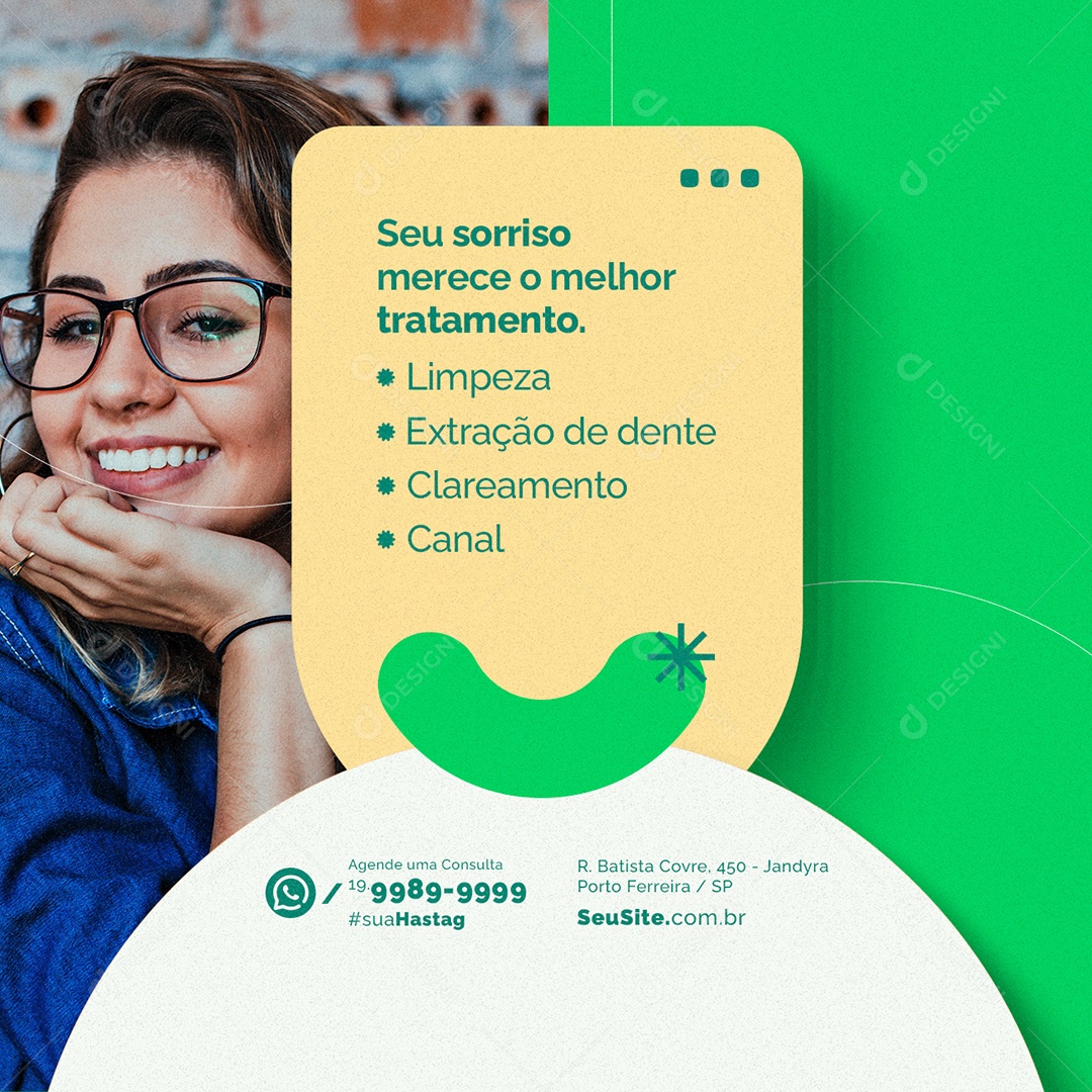 Seu Sorriso Merece O Melhor Tratamento Limpeza Dentista Social Media PSD Editável