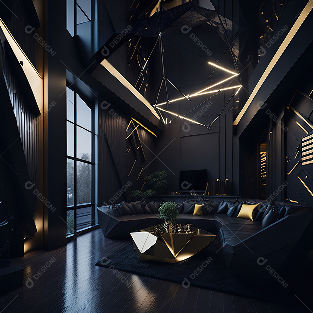 Retrato realista de espaço vital preto dourado