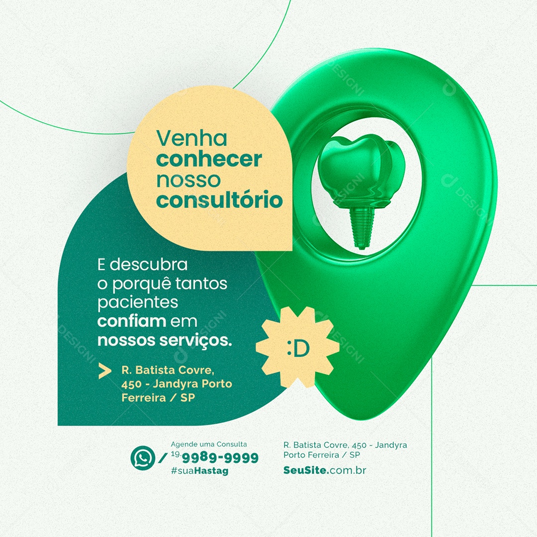 Venha Conhecer Nosso Consultório Dentista Social Media PSD Editável