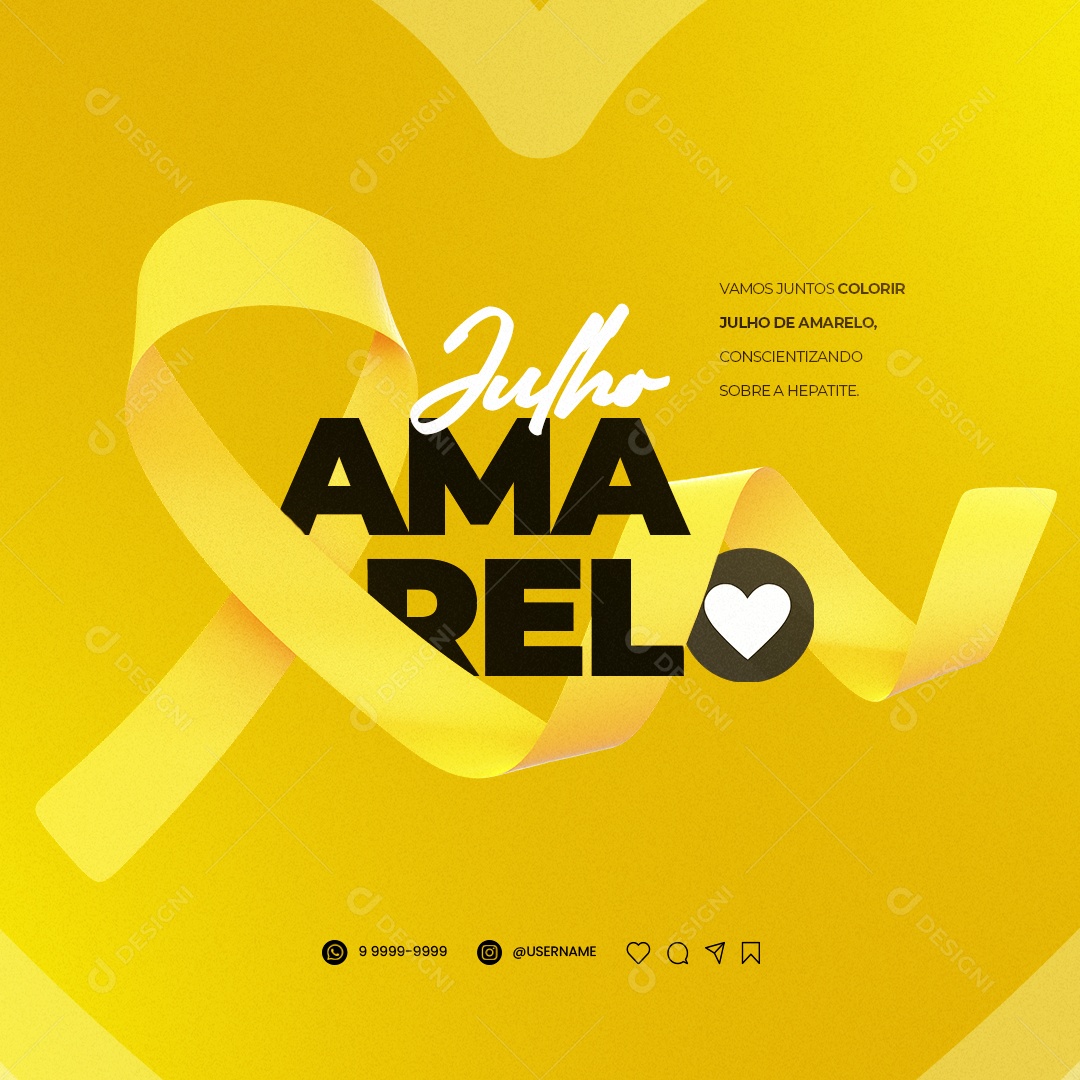Vamos Juntos Colorir Julho De Amarelo Social Media PSD Editável