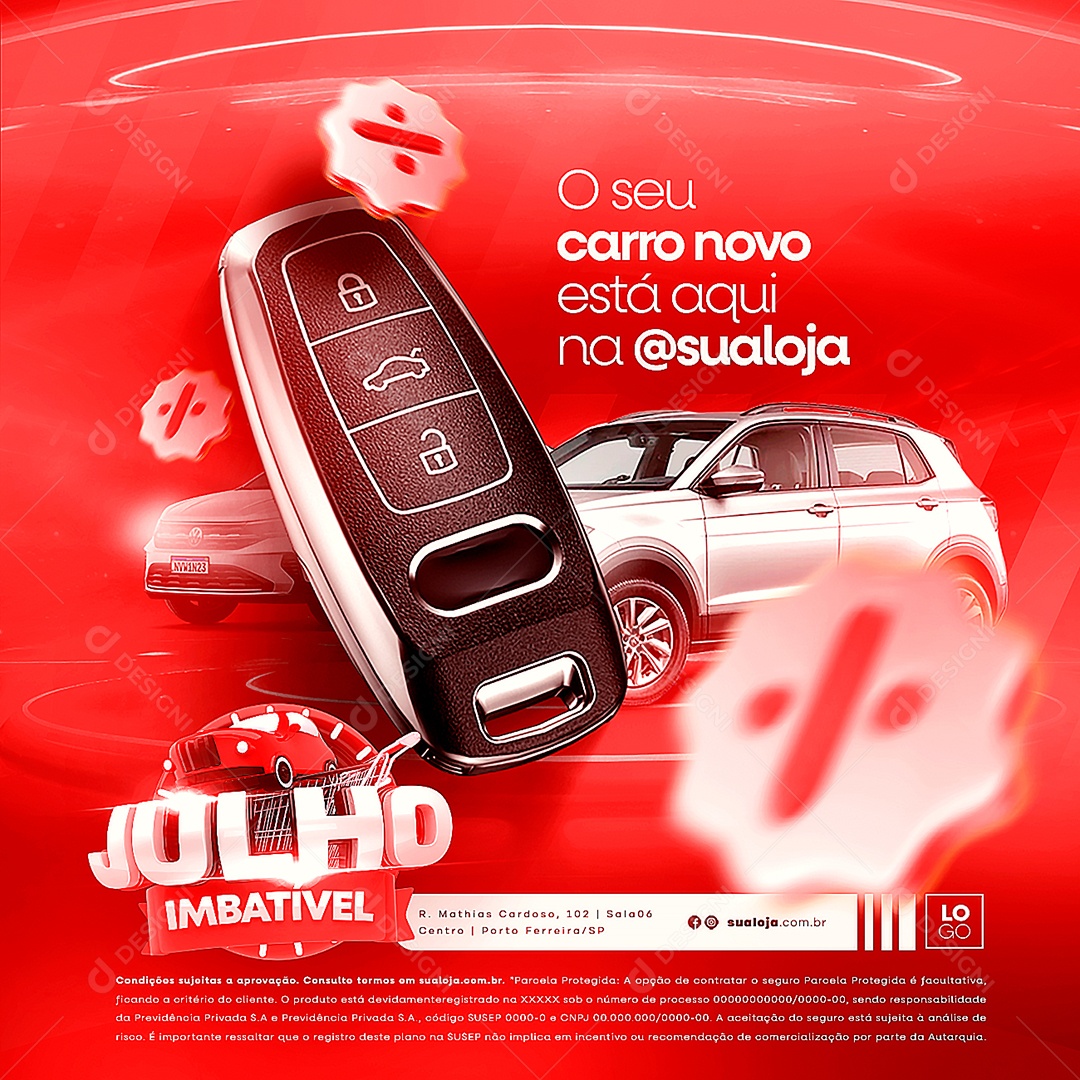 O Seu Carro Novo Está Aqui Na Concessionária Julho Imbatível Social Media PSD Editável