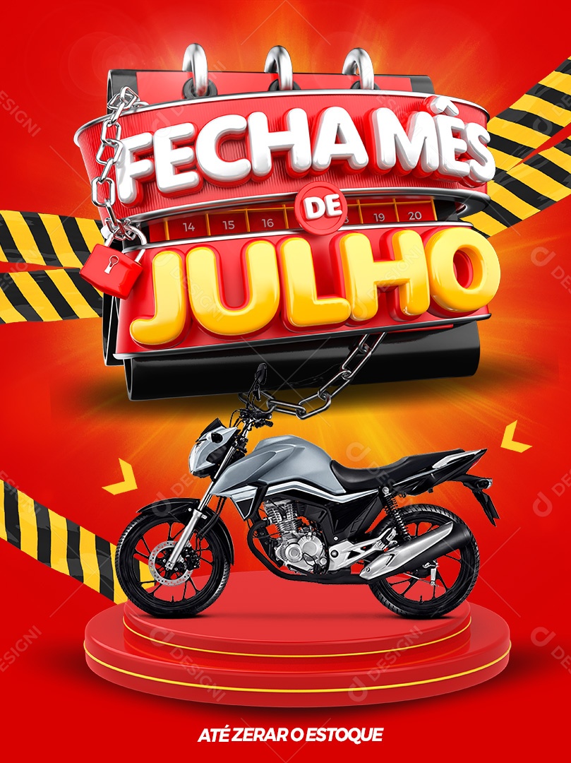 Social Media Fecha Mês De Julho Moto PSD Editável