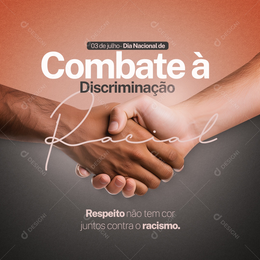 Dia Nacional a Discriminação Racial Social Media PSD Editável