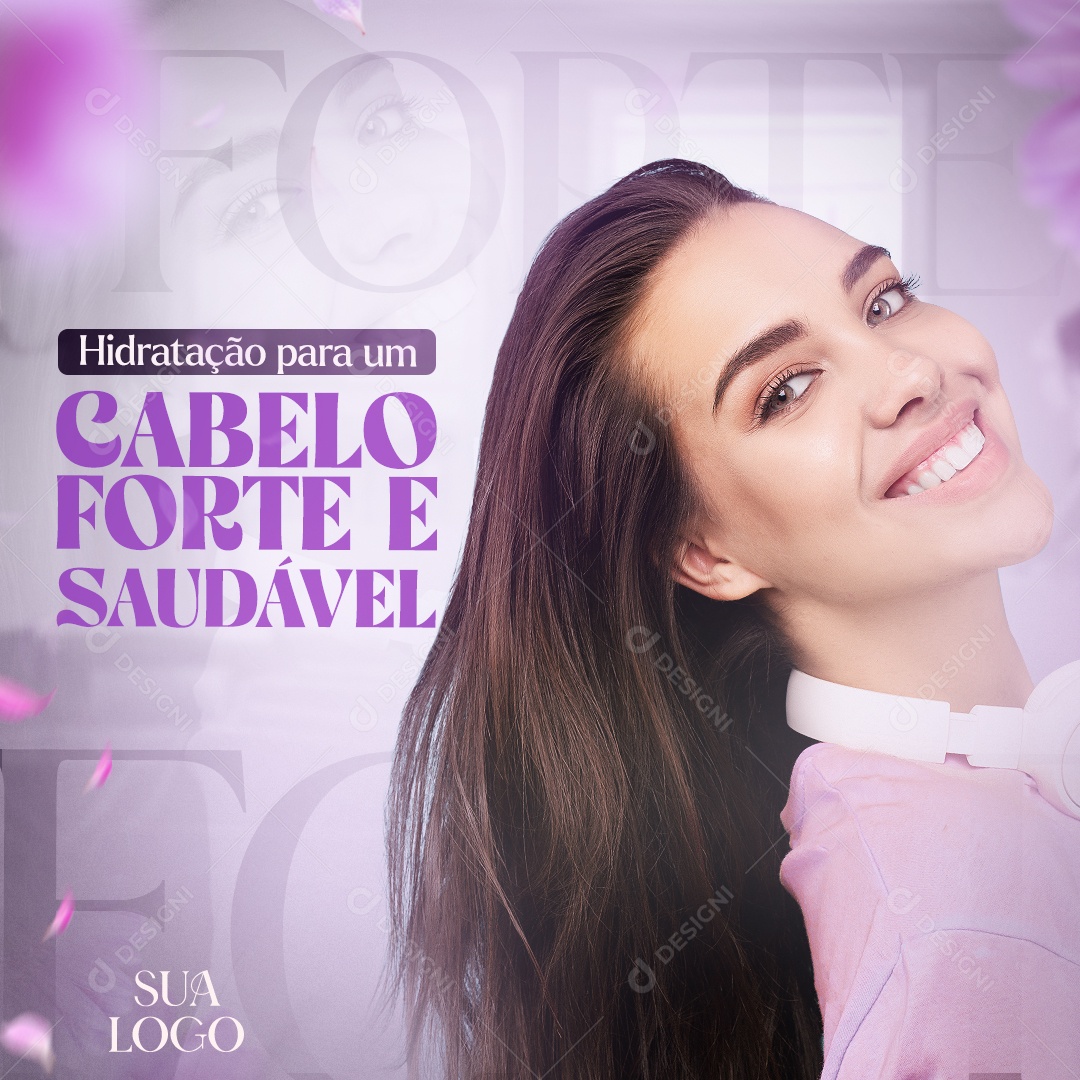 Cabelo Forte e Saudável Social Media PSD Editável