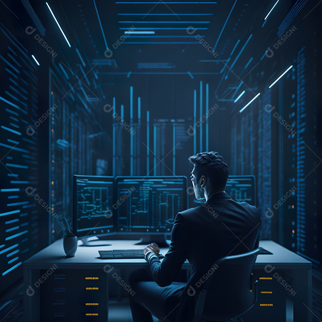 Homem de terno azul analisando bolsa de valores