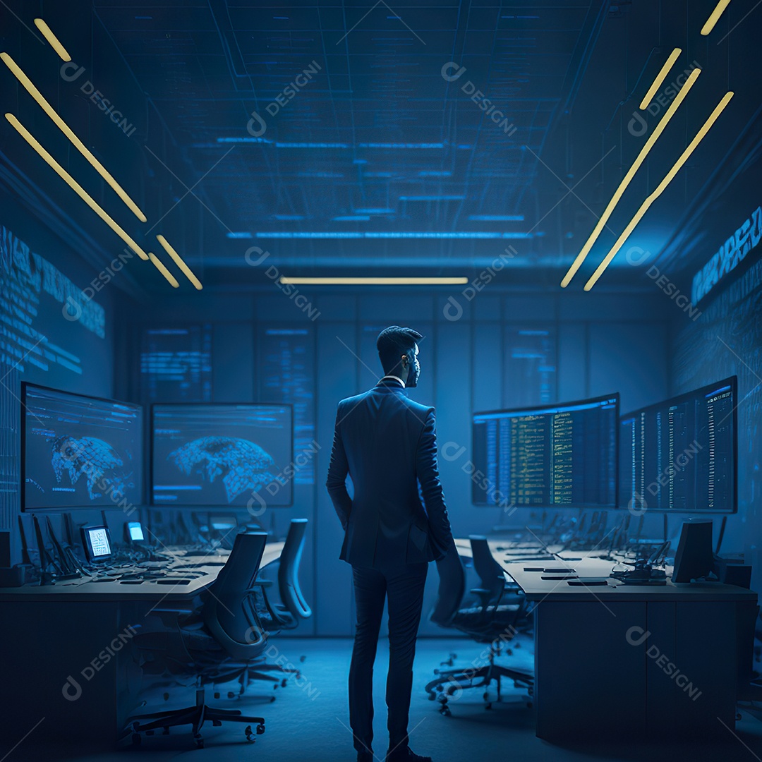 Homem de terno azul analisando bolsa de valores