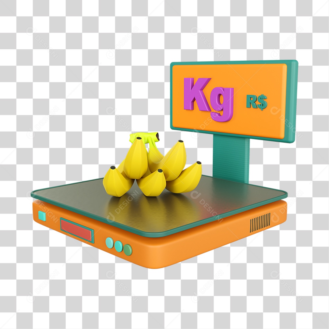 Elemento 3D Balança Mercados Composição PNG Transparente