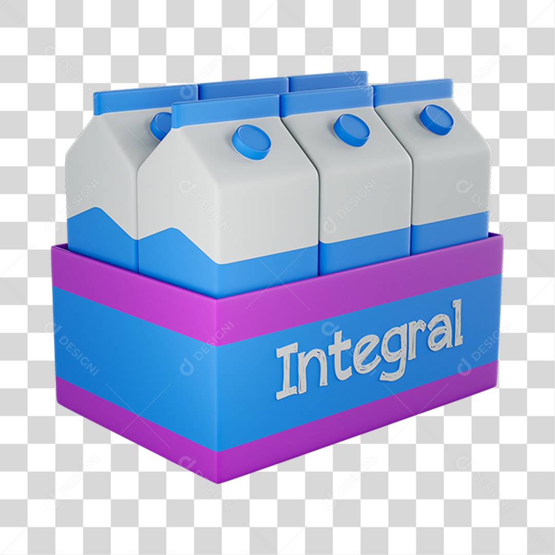 Elemento 3D Caixa de Leite Mercados Composição PNG Transparente