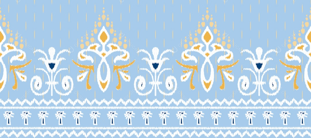 Padrão Tribal Tradicional Estilo Asteca Tapete Ilustração Dourado e Azul Vetor EPS