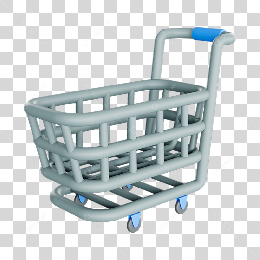 Elemento 3D Carrinho Mercados Composição PNG Transparente