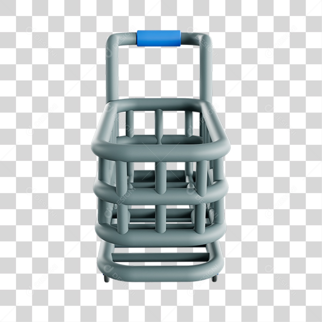 Elemento 3D Carrinho Mercados Composição PNG Transparente
