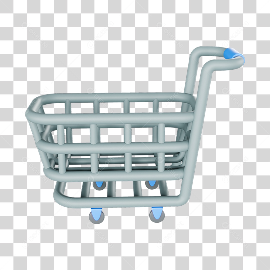 Elemento 3D Carrinho Mercados Composição PNG Transparente