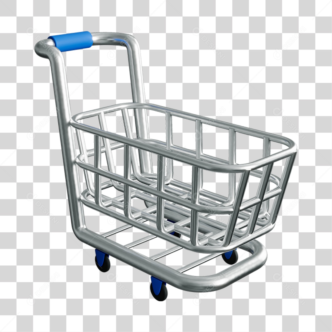 Elemento 3D Carrinho Mercados Composição PNG Transparente