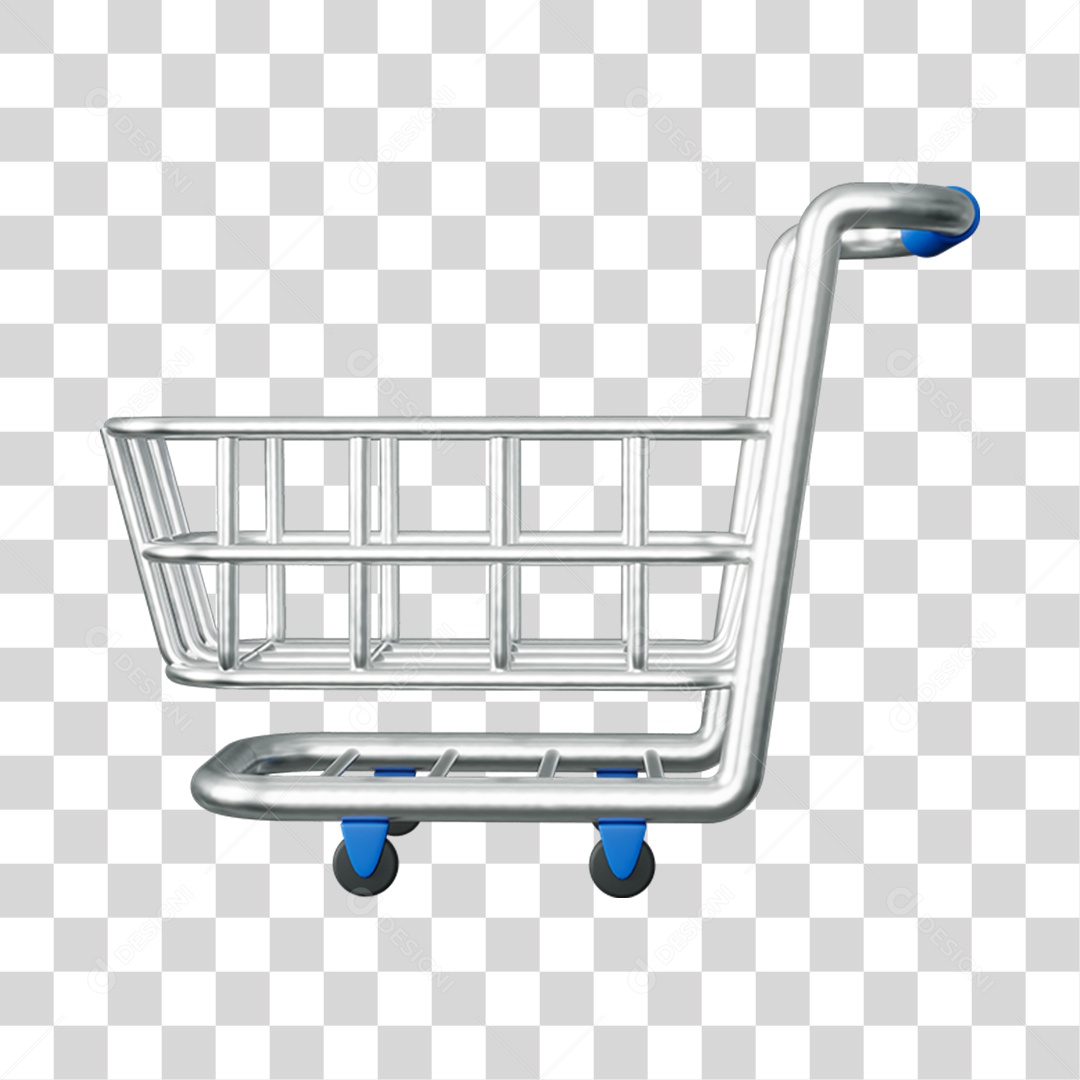 Elemento 3D Carrinho Mercados Composição PNG Transparente