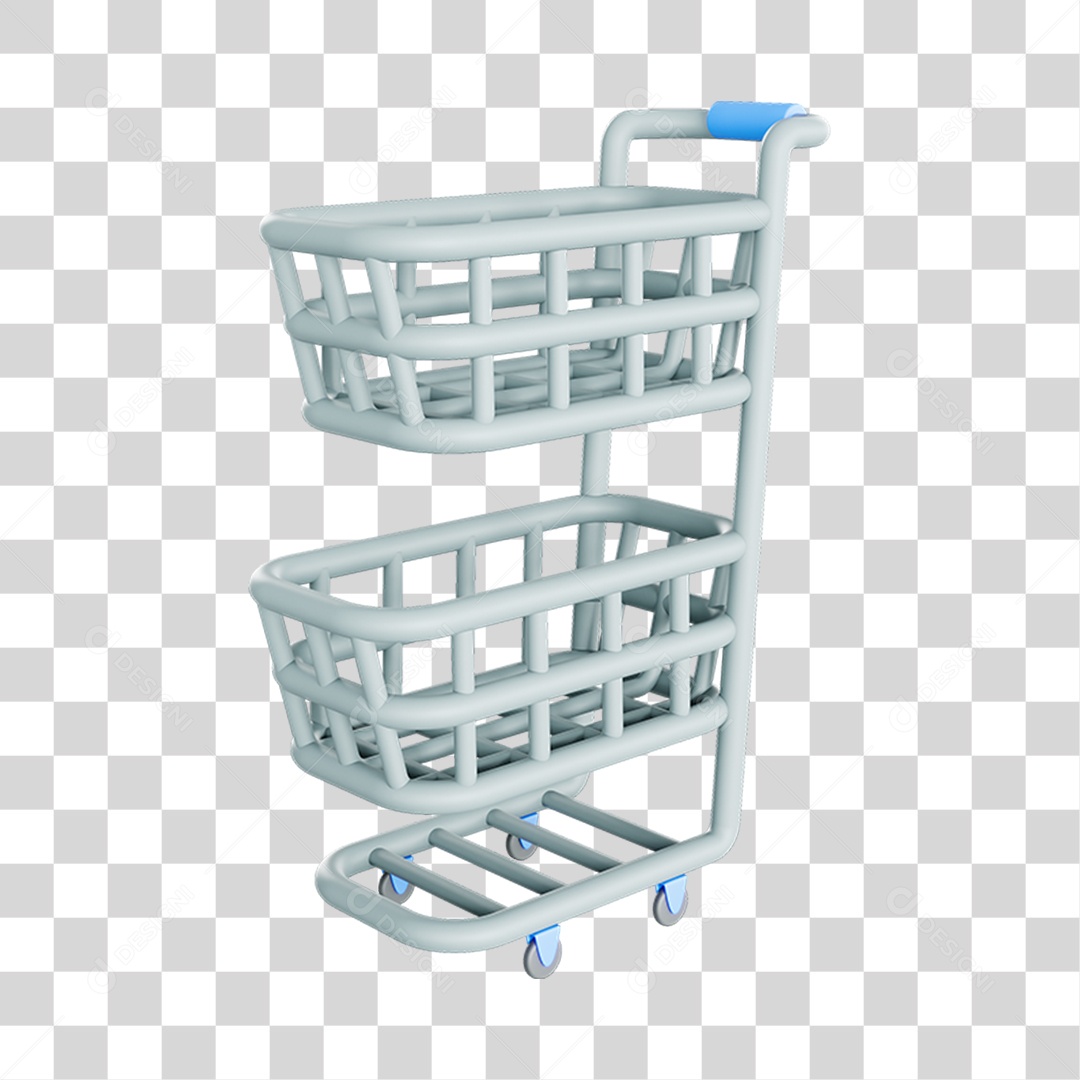 Elemento 3D Carrinho Mercados Composição PNG Transparente