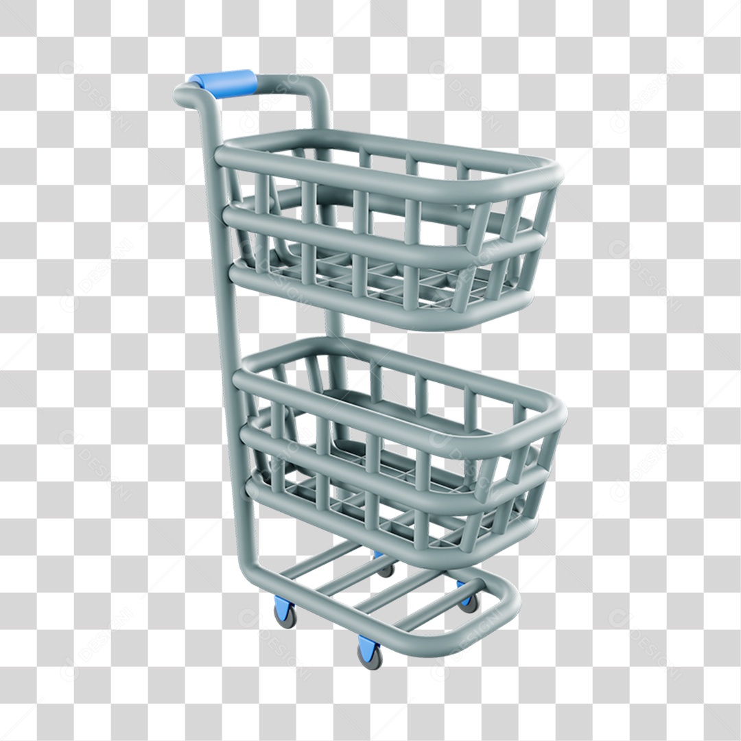 Elemento 3D Carrinho Mercados Composição PNG Transparente